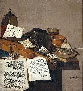 Still life with a copy of De Waere Mercurius, a broadsheet with the news of Tromp's victory over three English ships on 28 June 1639, and a poem telli Anthonie Leemans